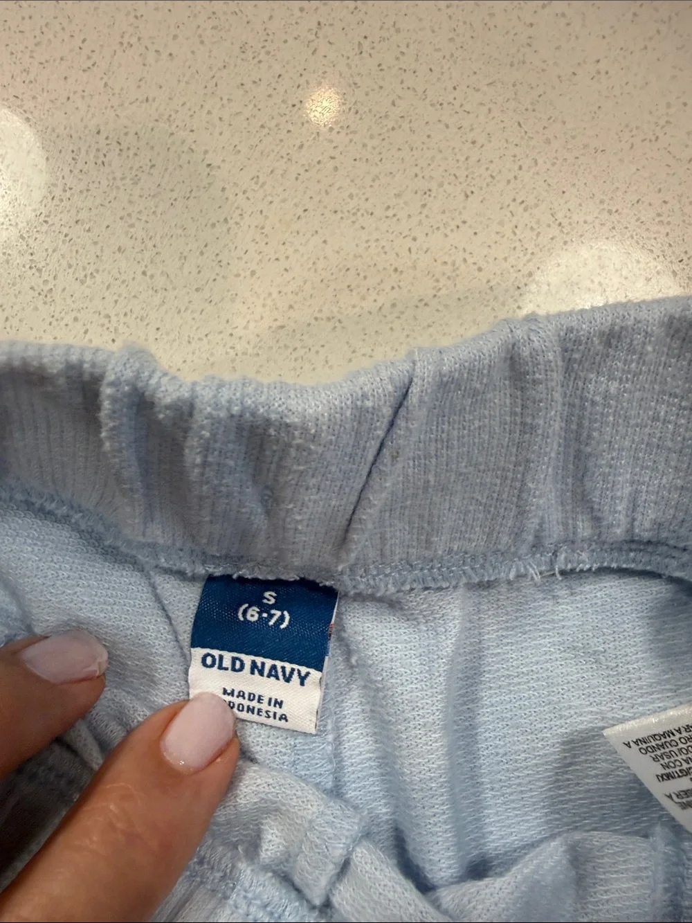 Old Navy Girls Pale Blue Terry Drawstring Shorts with White Trim